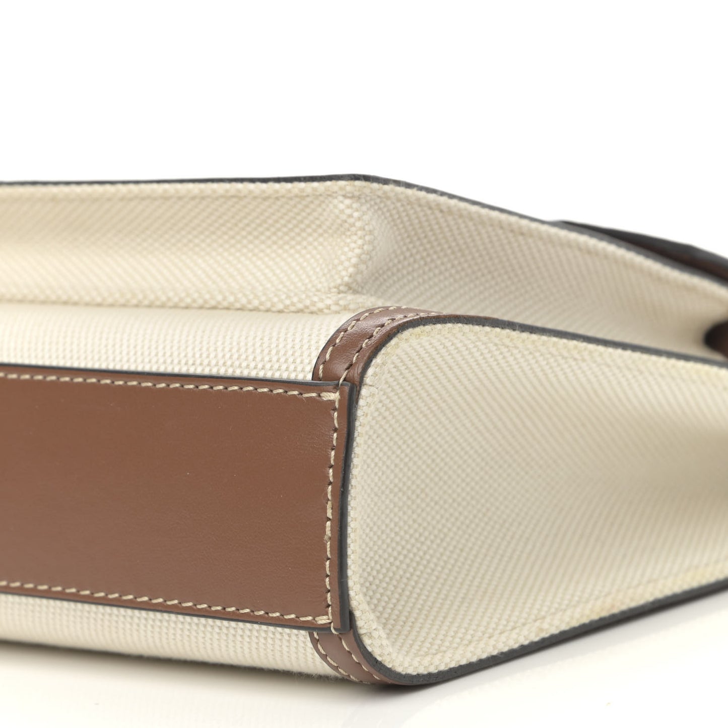 Canvas Smooth Calfskin Two Tone Mini Pocket Bag Natural Malt Brown