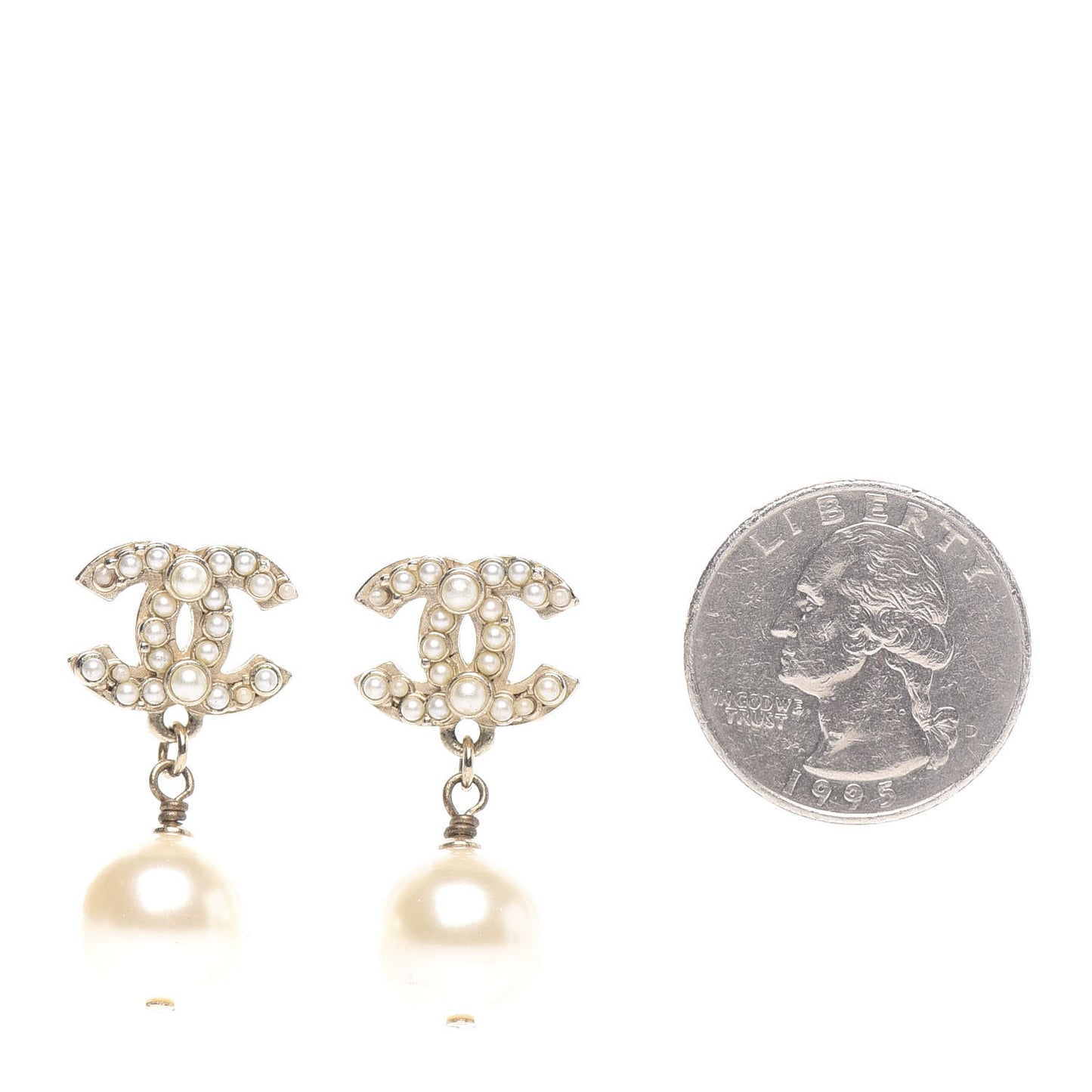 Pearl CC Drop Earrings Gold
