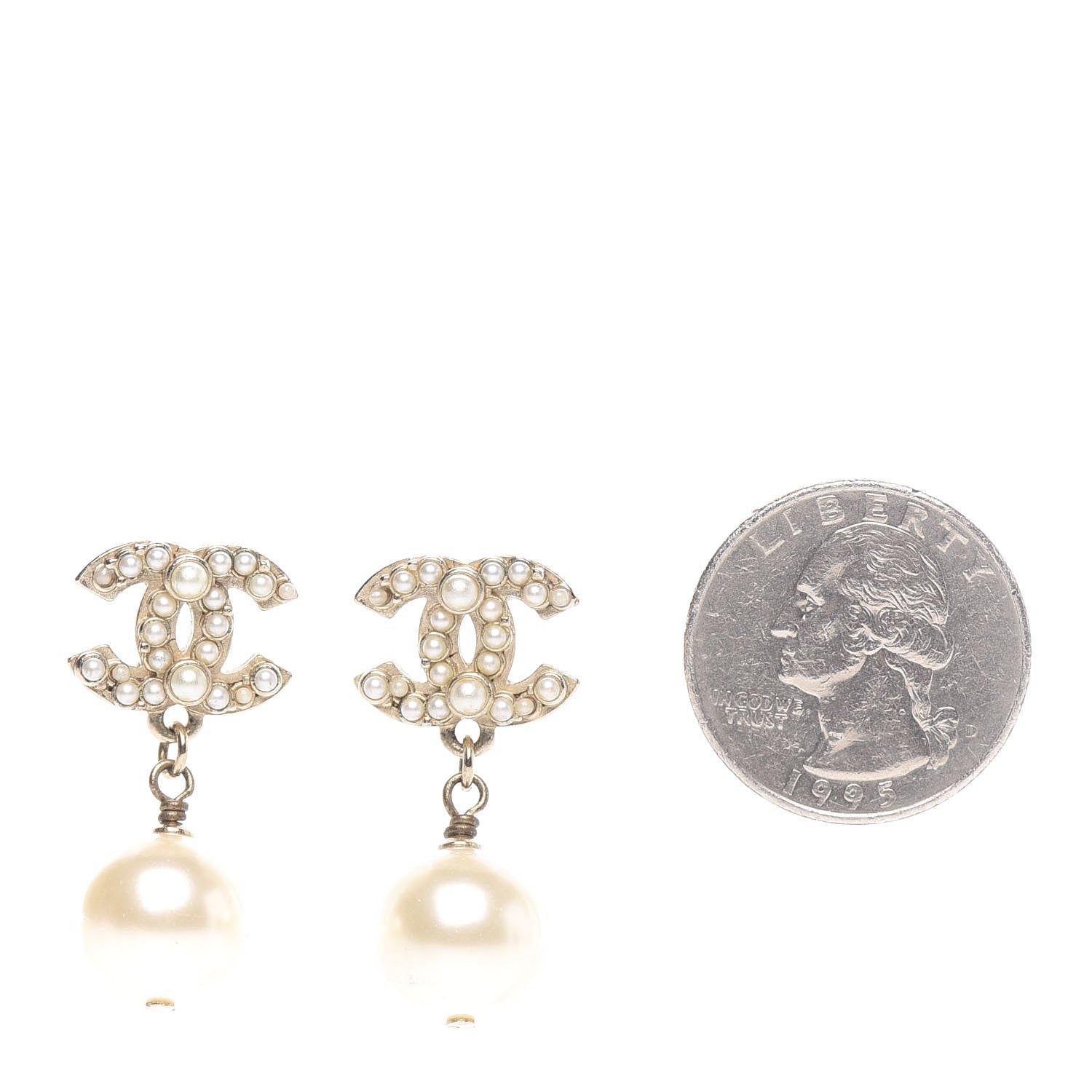 Chanel Pearl CC Drop Earrings Gold 2 of 4