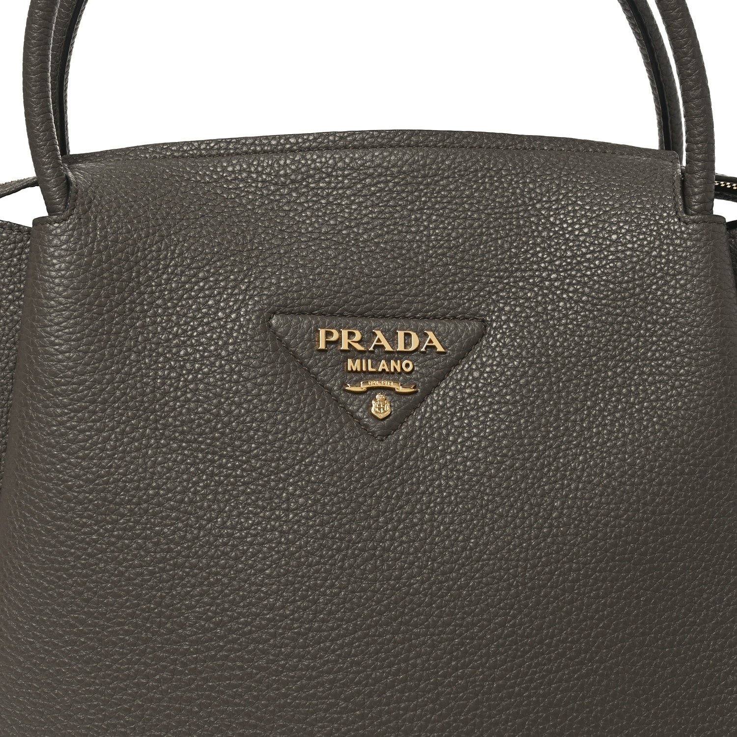 Prada Vitello Daino Soft Medium Zippered Top Handle Bag Bambu 7 of 9
