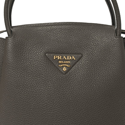 Prada Vitello Daino Soft Medium Zippered Top Handle Bag Bambu 7 of 9