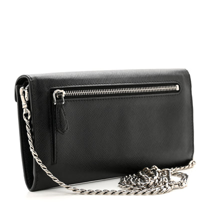 Prada Saffiano Envelope Wristlet Crossbody Wallet Black 3 of 9