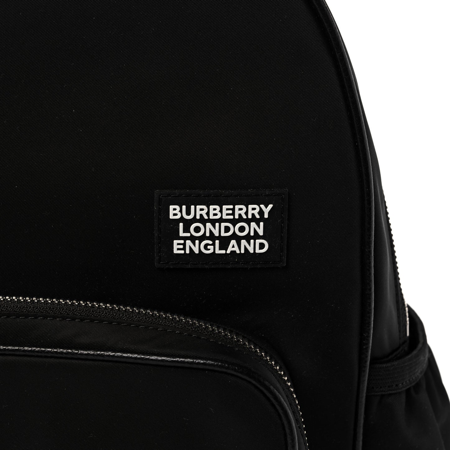 Nylon Logo Print Backpack Black