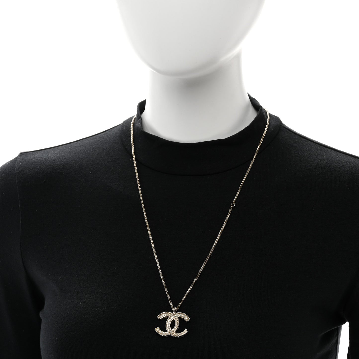 Pearl CC Pendant Necklace Gold