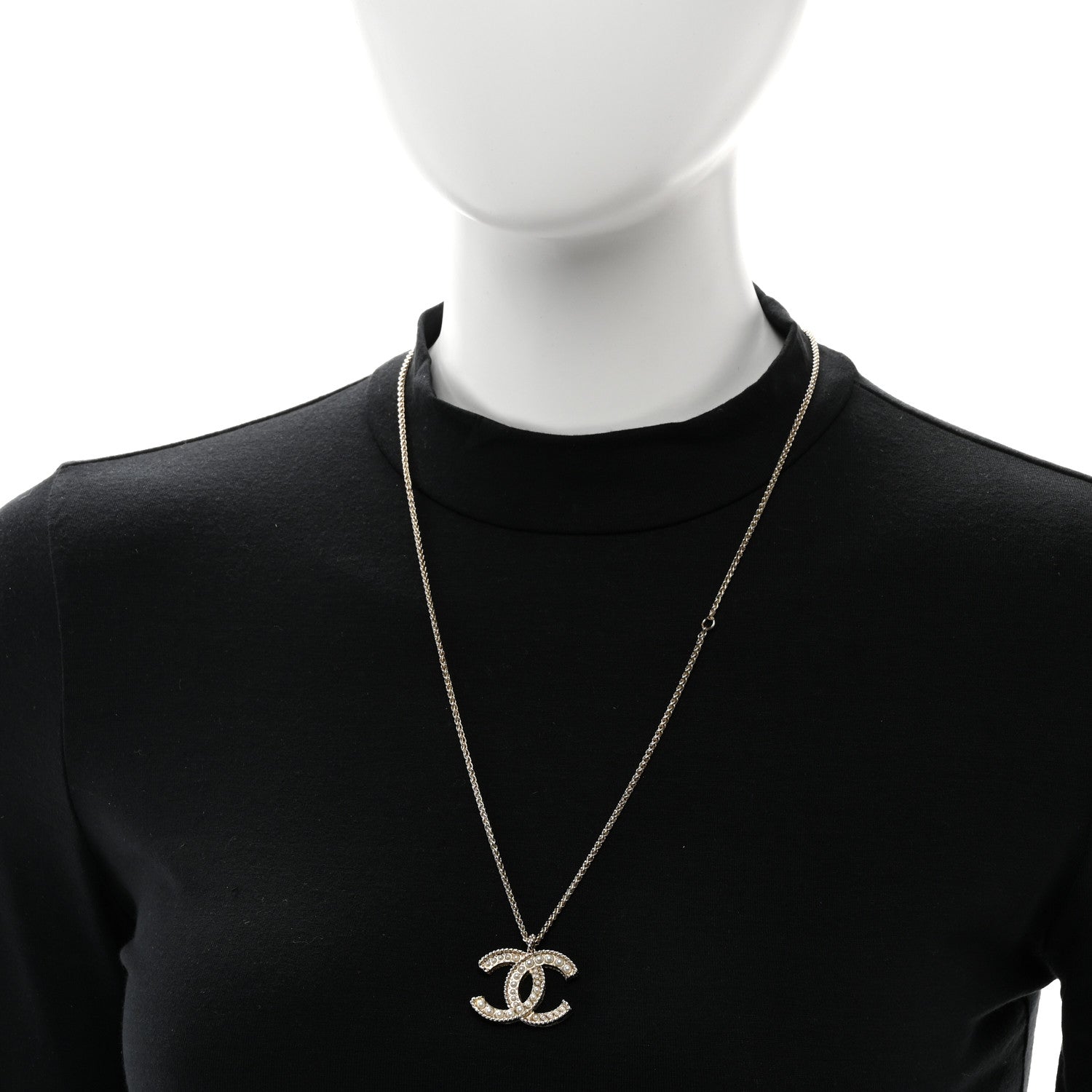 Chanel Pearl CC Pendant Necklace Gold 2 of 5