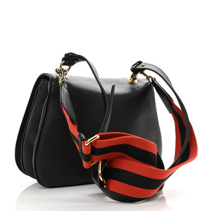 Gucci Roxy Calfskin Web Medium Blondie Shoulder Flap Bag Black 2 of 7