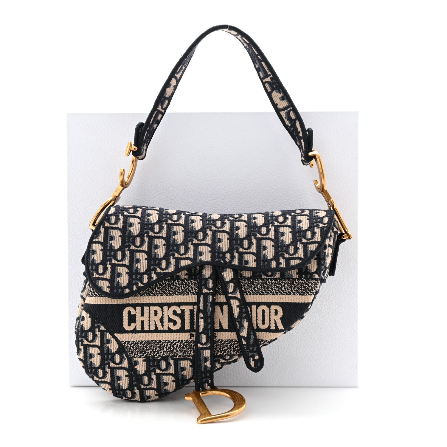 Christian Dior Oblique Embroidered Saddle Bag Blue 1843115