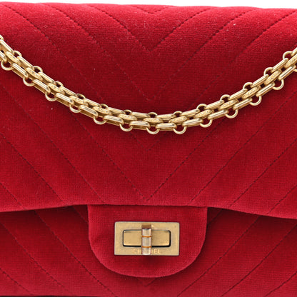 Chanel Velvet Chevron Quilted 2.55 Reissue 225 Flap Red 8 of 13