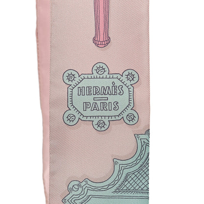 Hermes Silk Merveilleuses Lanternes Twilly Beige Rose Vert De Eau Jaune 4 of 4