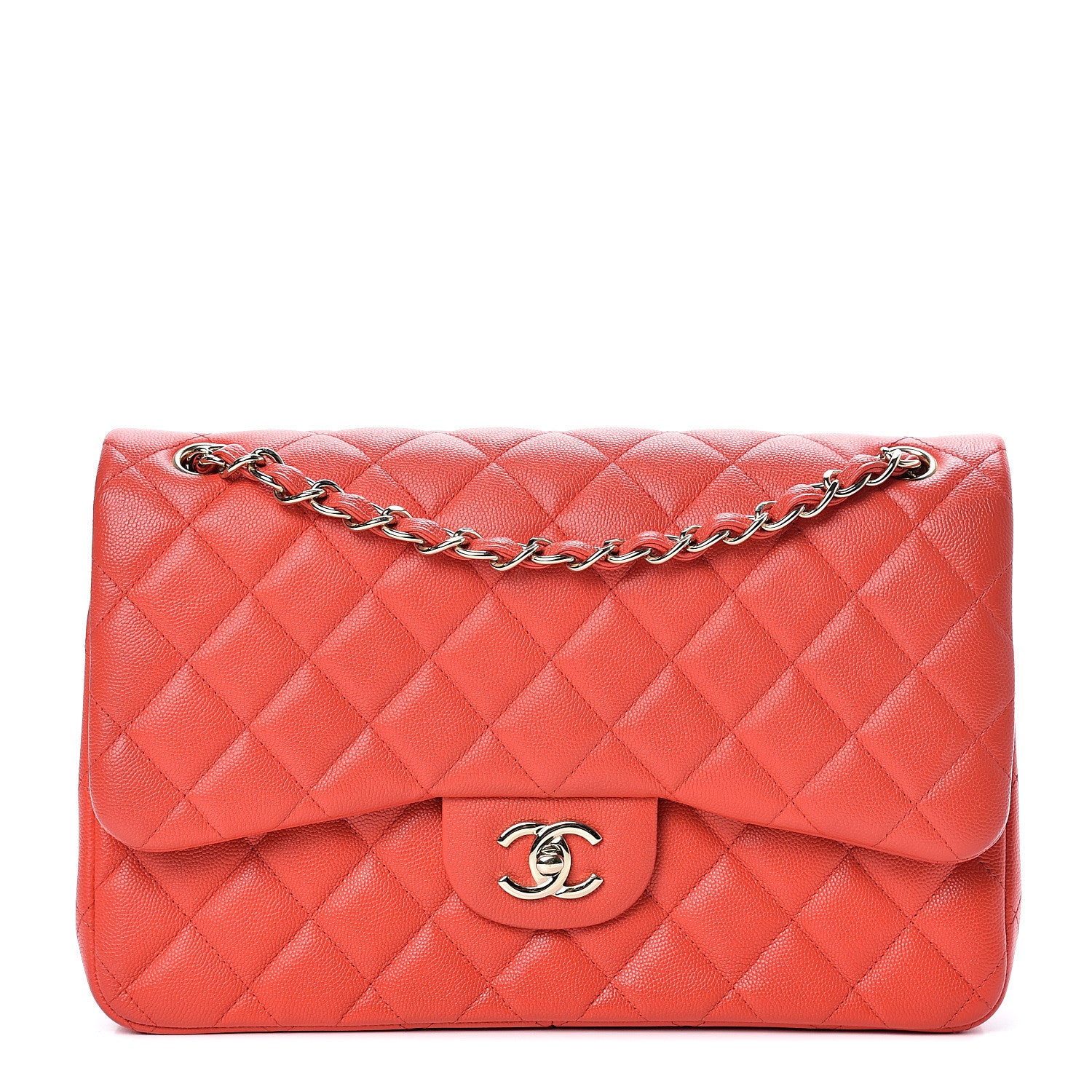 Chanel Caviar Quilted Jumbo Double Flap Red 1 of 10