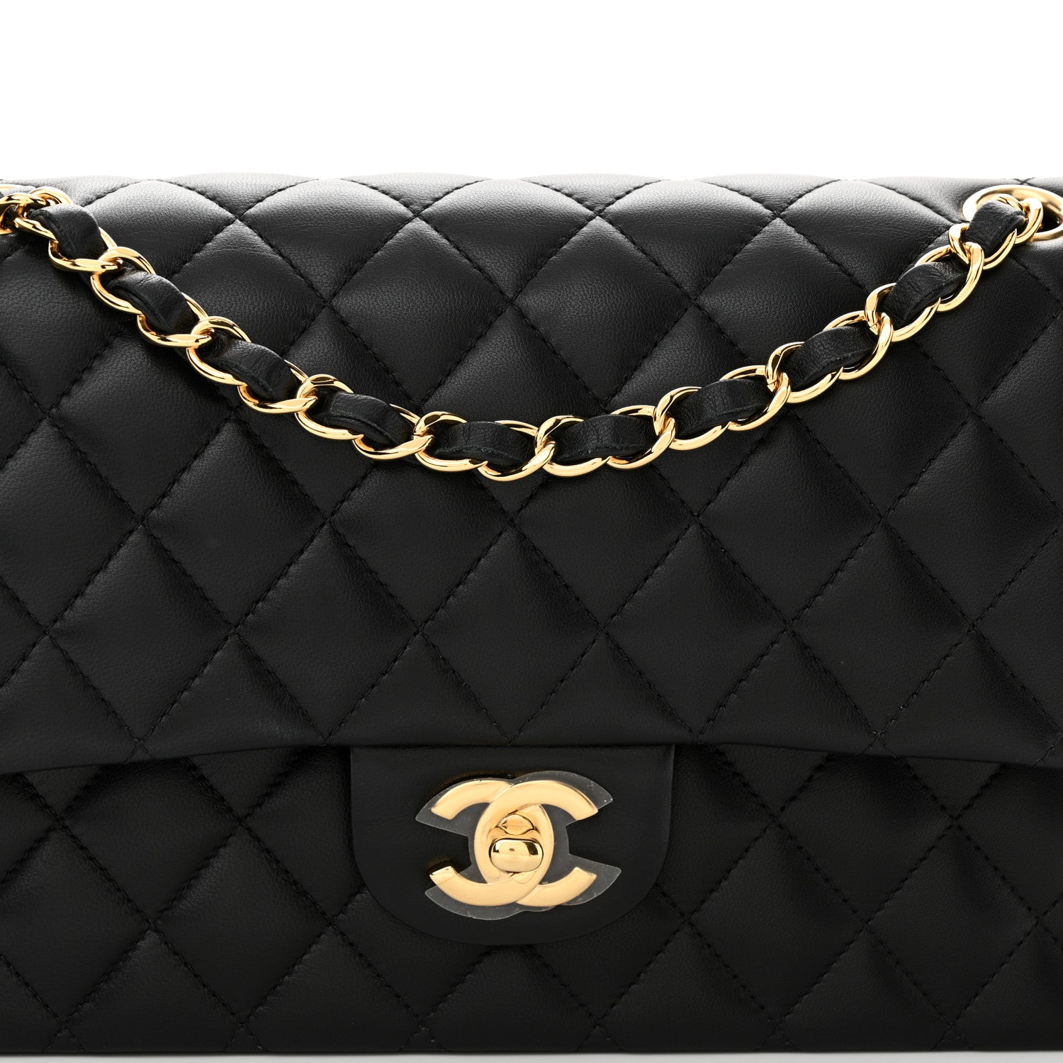 Chanel Lambskin Quilted Medium Double Flap Black 8 of 12