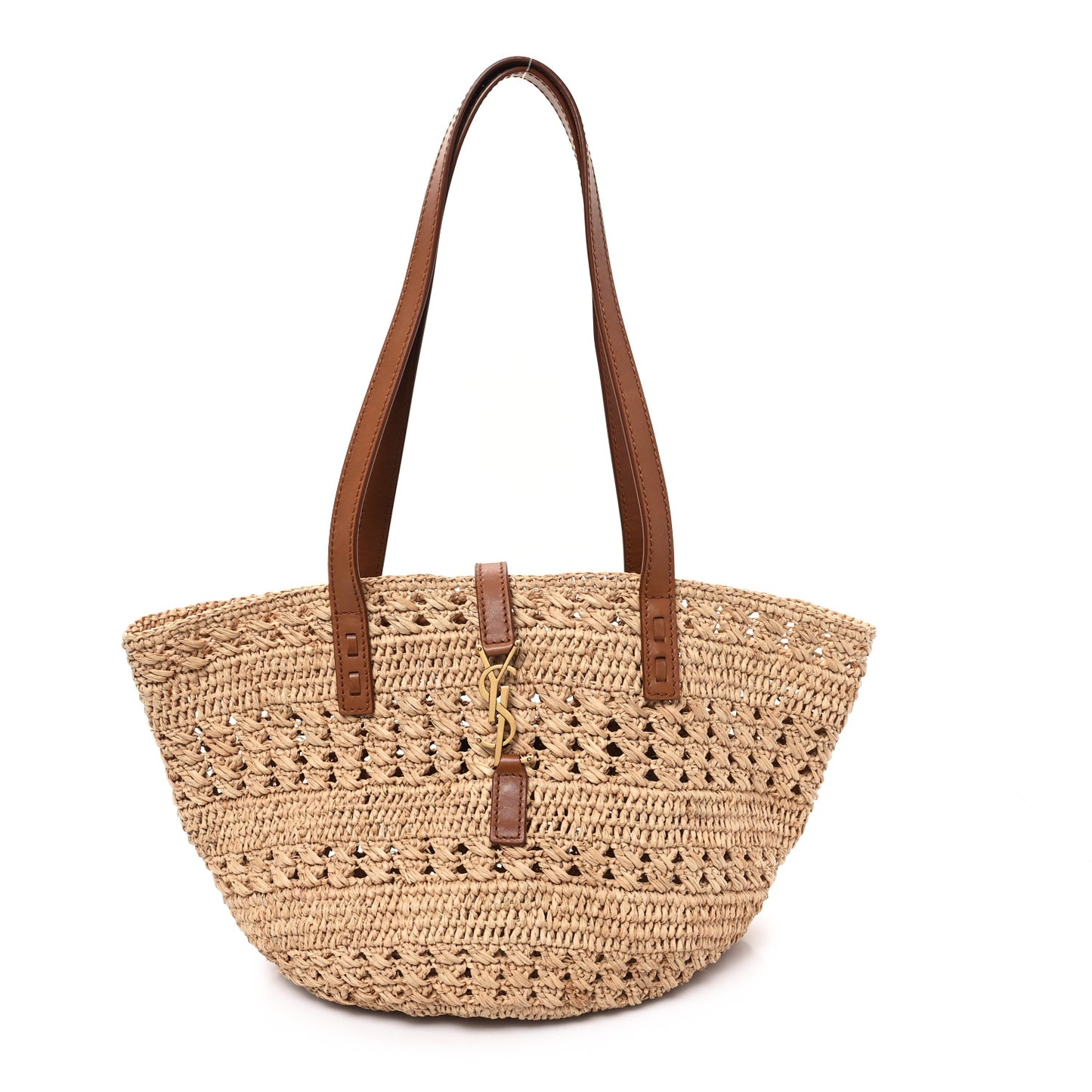 Raffia Calfskin Small Panier Tote Naturel