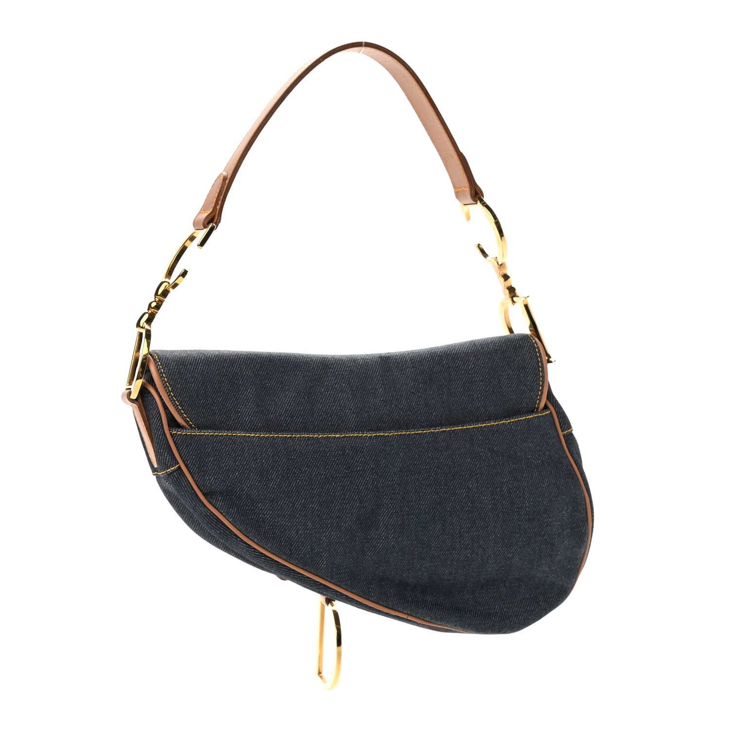 Christian Dior Denim Calfskin Saddle Bag Blue 3 of 11