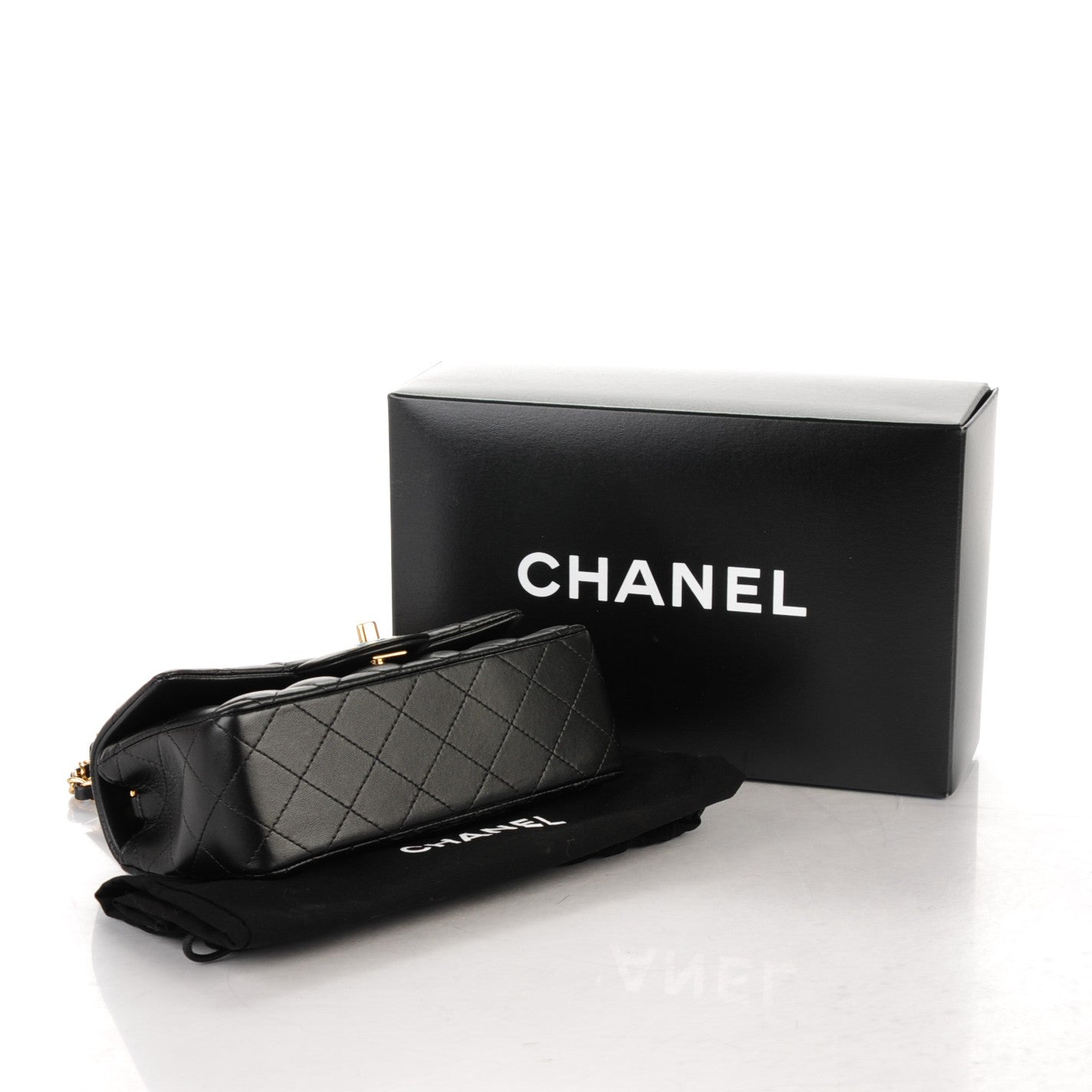 Lambskin Quilted Mini Rectangular Flap Black