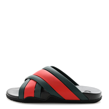 Gucci Rubber Web Womens Criss Cross Slide Sandals 40 Green Red 1 of 10