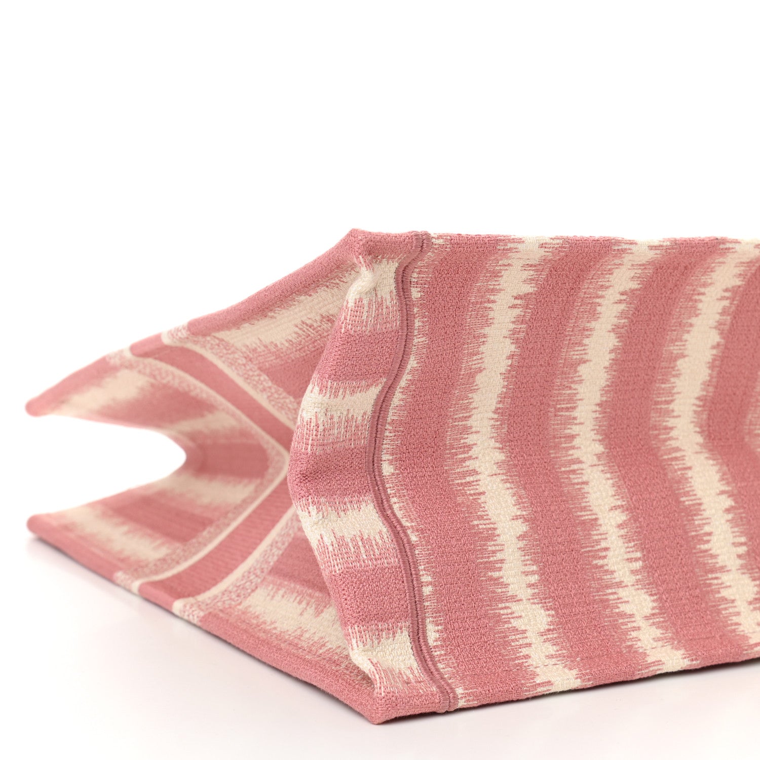 Christian Dior Canvas Embroidered Large Striped Book Tote Pink 9 of 11