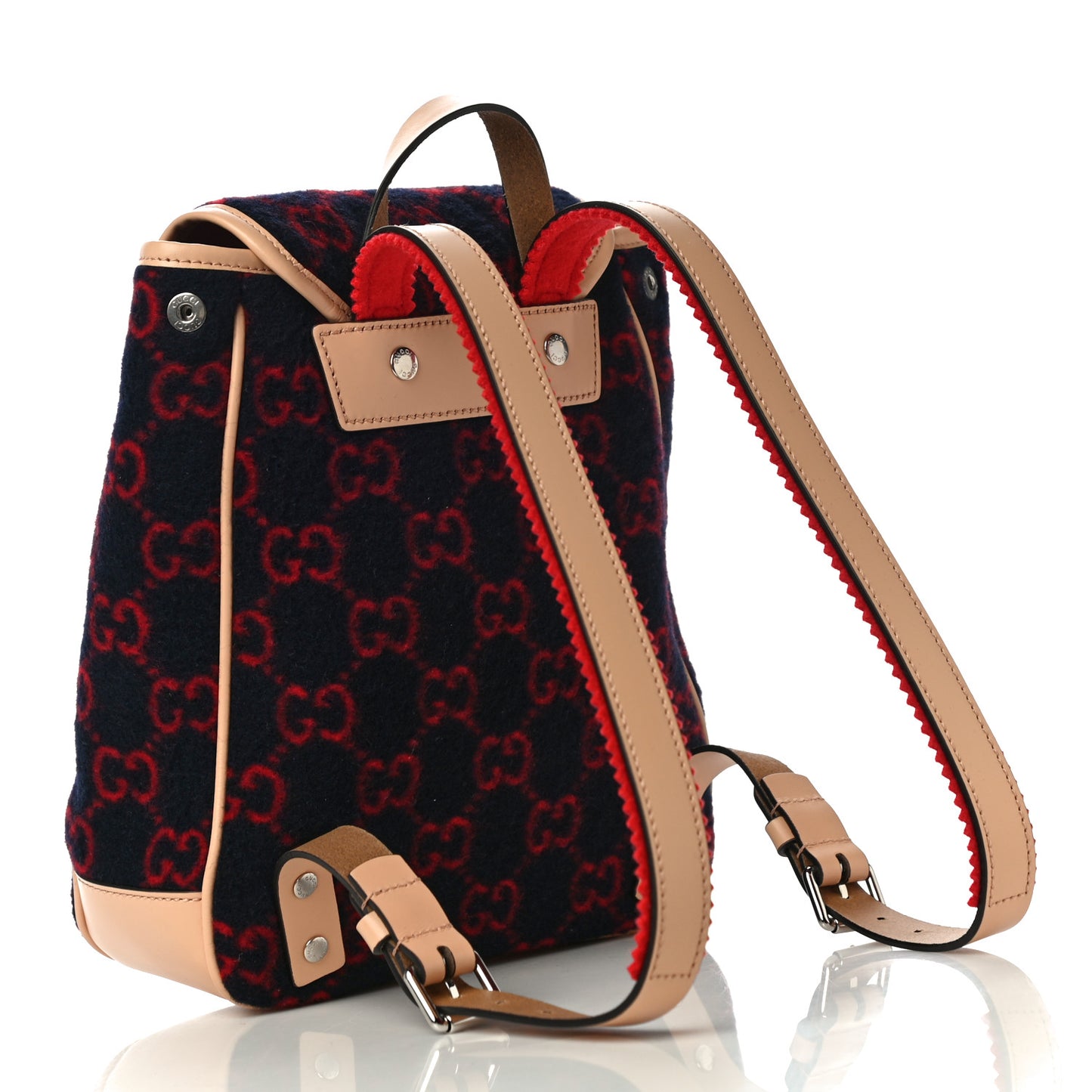 Wool GG Monogram Children's GG Backpack Blue Red