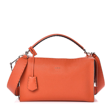Fendi Calfskin Romano Selleria Lei Boston Tote Dark Orange 1 of 9