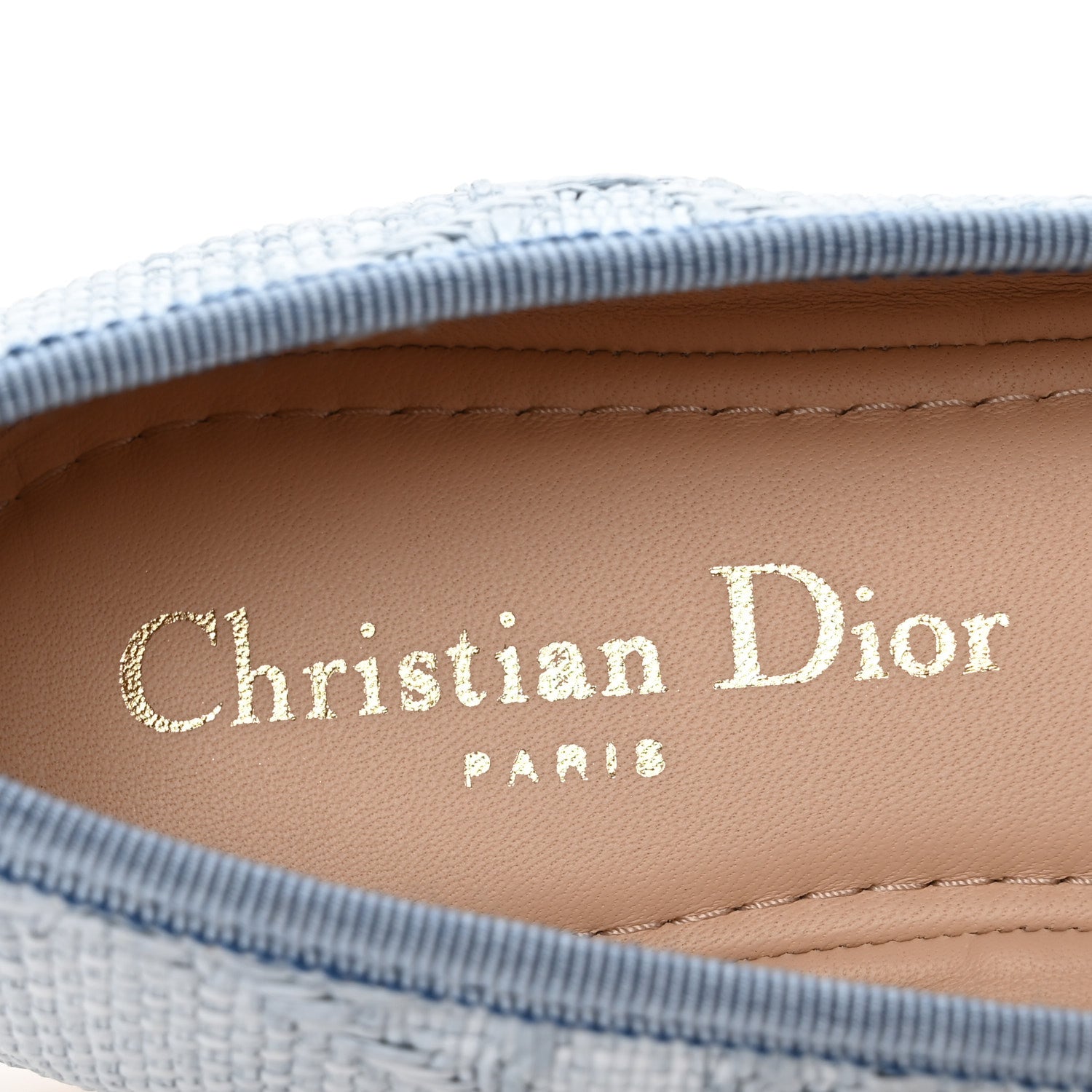 Christian Dior Raffia Cannage Ballet Flat 37 Bleu Pastel 8 of 10