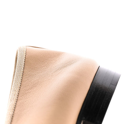 Chanel Lambskin Cap Toe CC Ballerina Flats 37.5 Beige Black 9 of 13