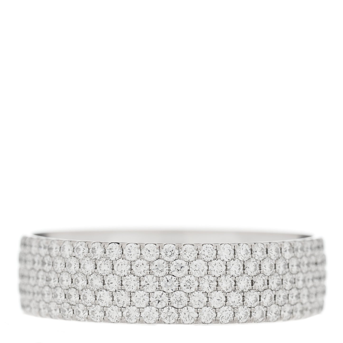 18K White Gold Diamond Metro Five-Row Ring 52 6