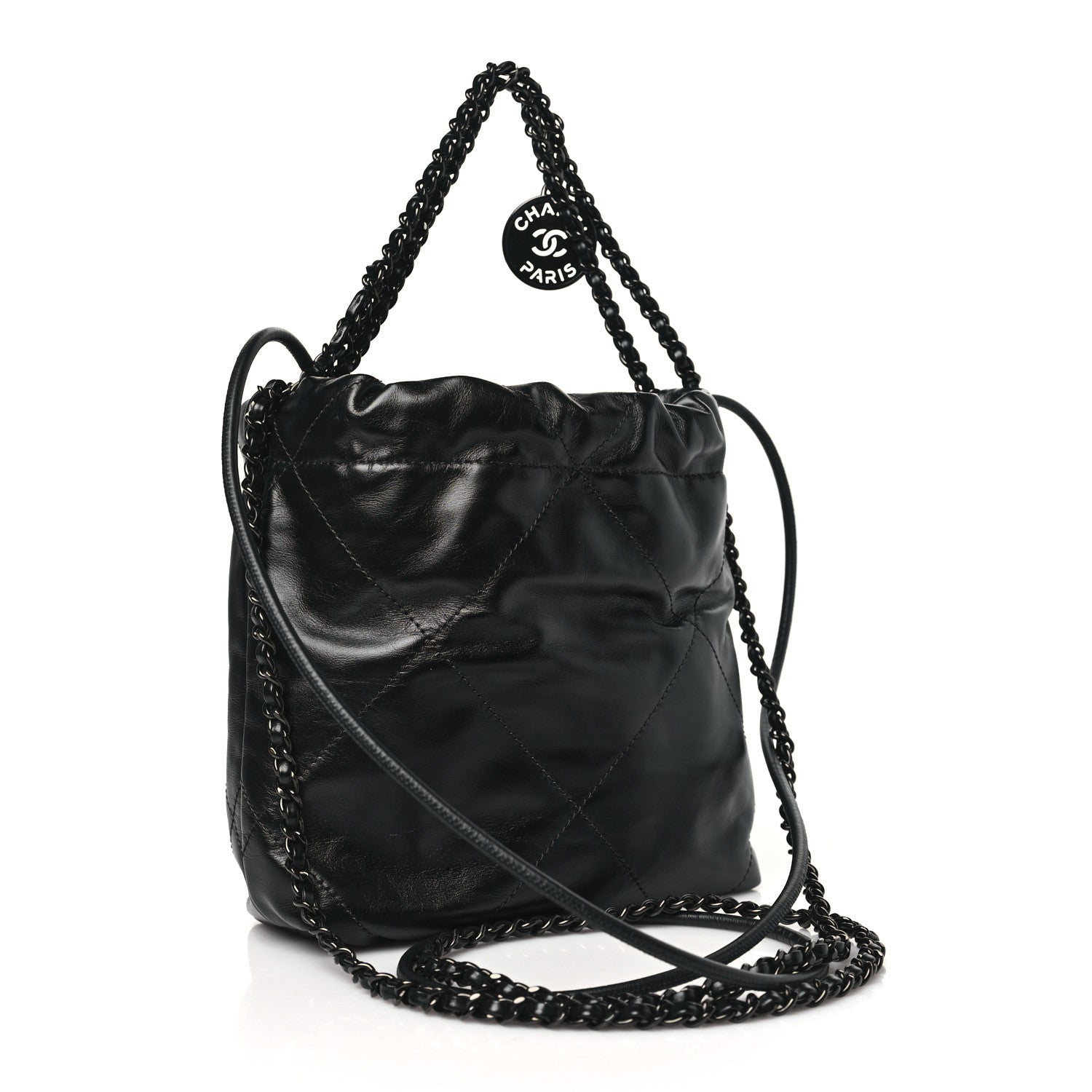 Chanel Shiny Calfskin Quilted Mini Chanel 22 So Black 3 of 11