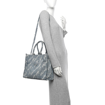 Balenciaga Denim Scribble Logo Medium Hardware Tote Blue 2 of 11