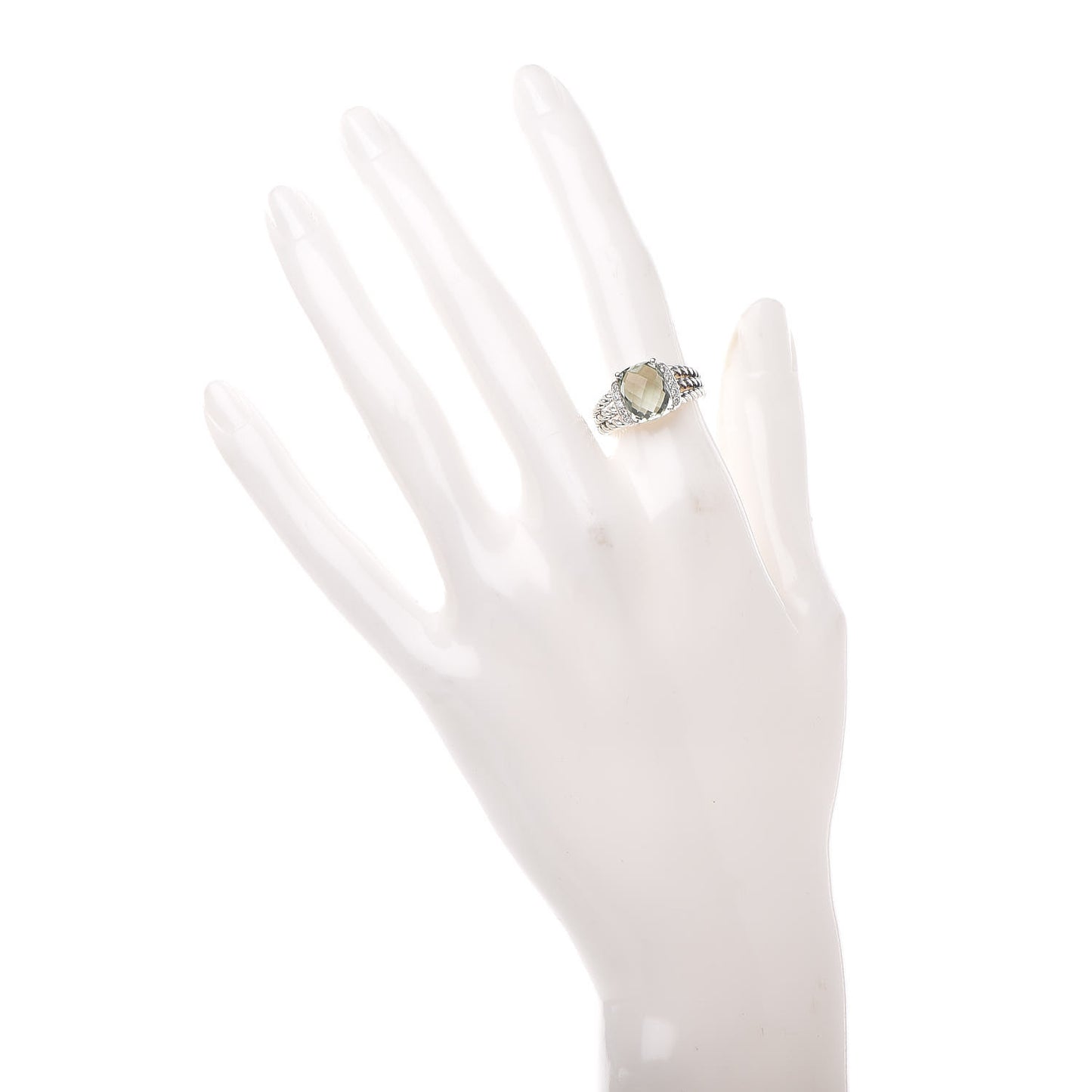 Sterling Silver Diamond Prasiolite 10mm Petite Wheaton Ring 50 5.5