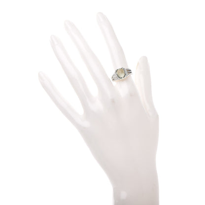 David Yurman Sterling Silver Diamond Prasiolite 10mm Petite Wheaton Ring 50 5.5 2 of 5