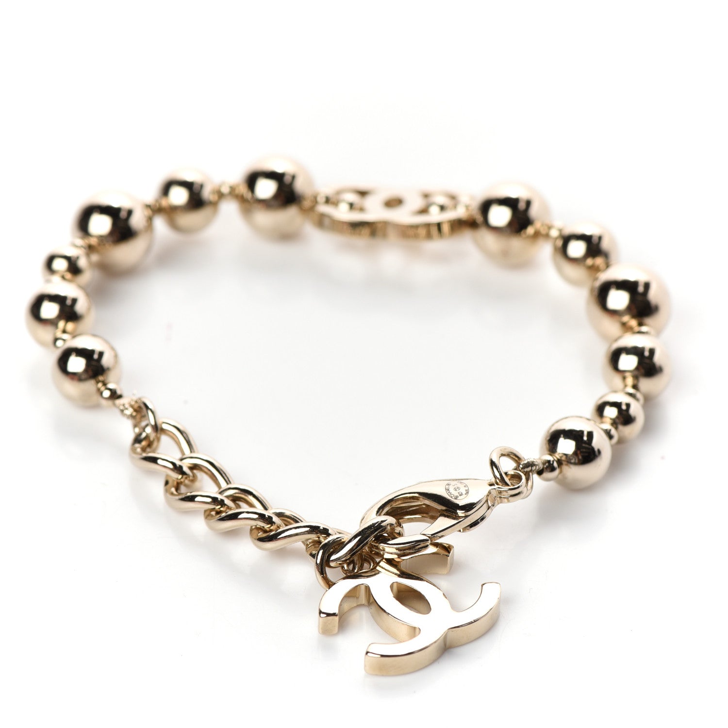 Chanel Metal Beaded CC Bracelet Gold 3 of 4