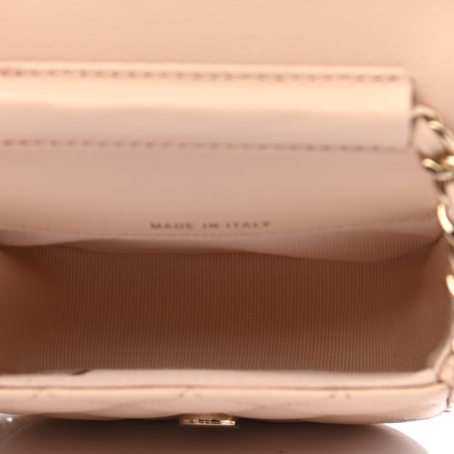 Caviar Quilted Mini Clutch With Chain Light Beige