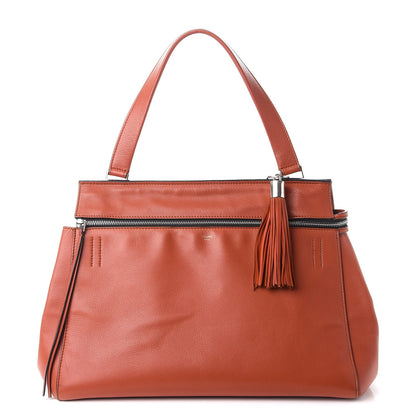 Celine Grained Calfskin Large Edge Shoulder Bag Orange 1 of 15