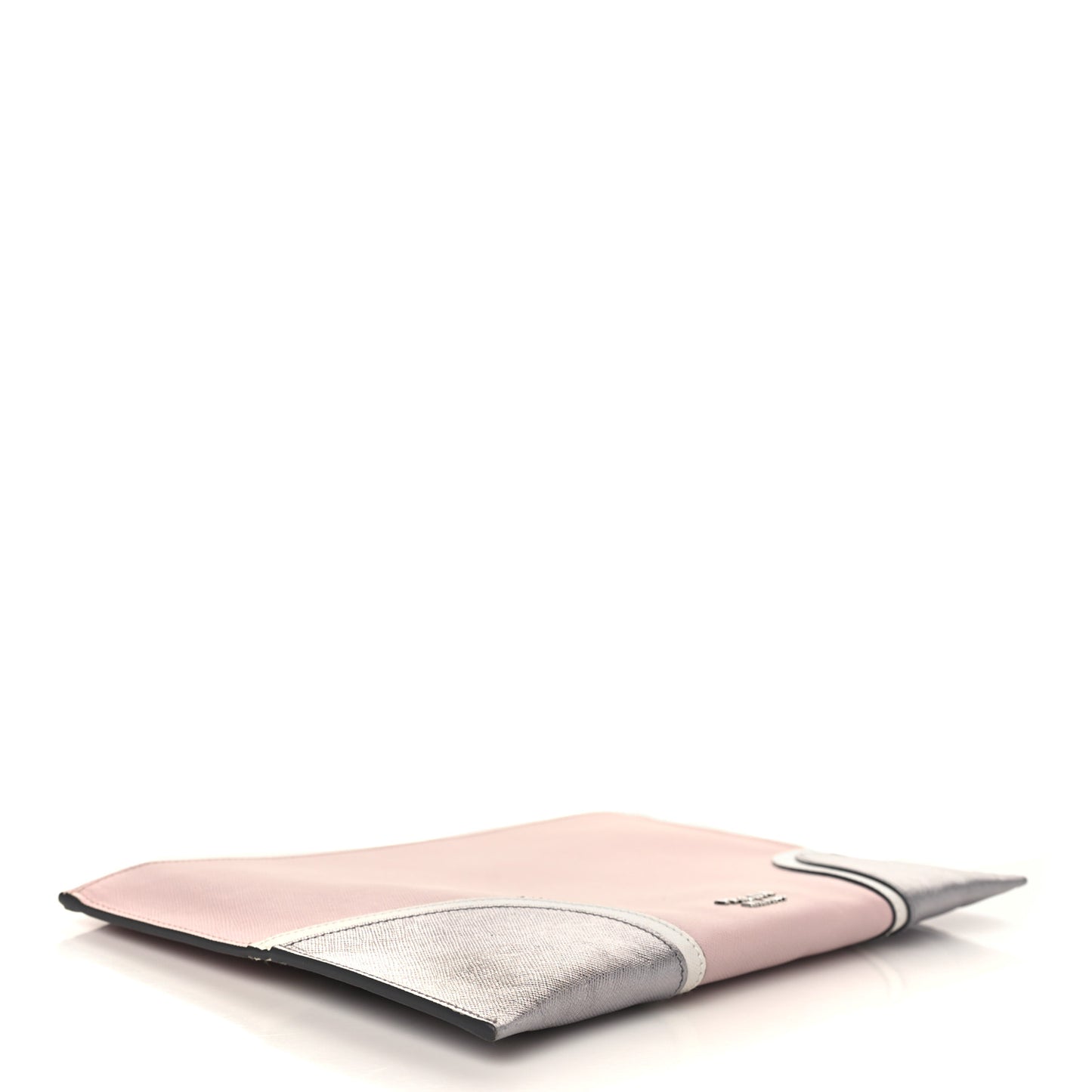 Metallic Saffiano Hand Strap Clutch Pink Silver