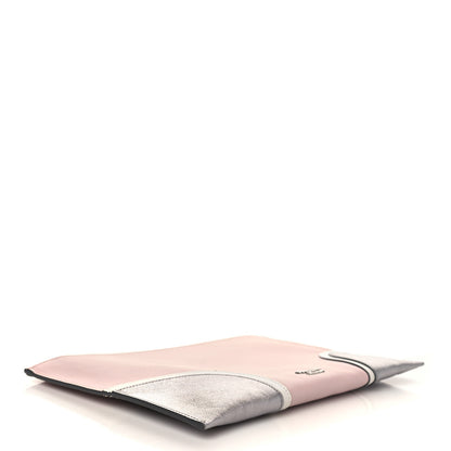 Prada Metallic Saffiano Hand Strap Clutch Pink Silver 4 of 6