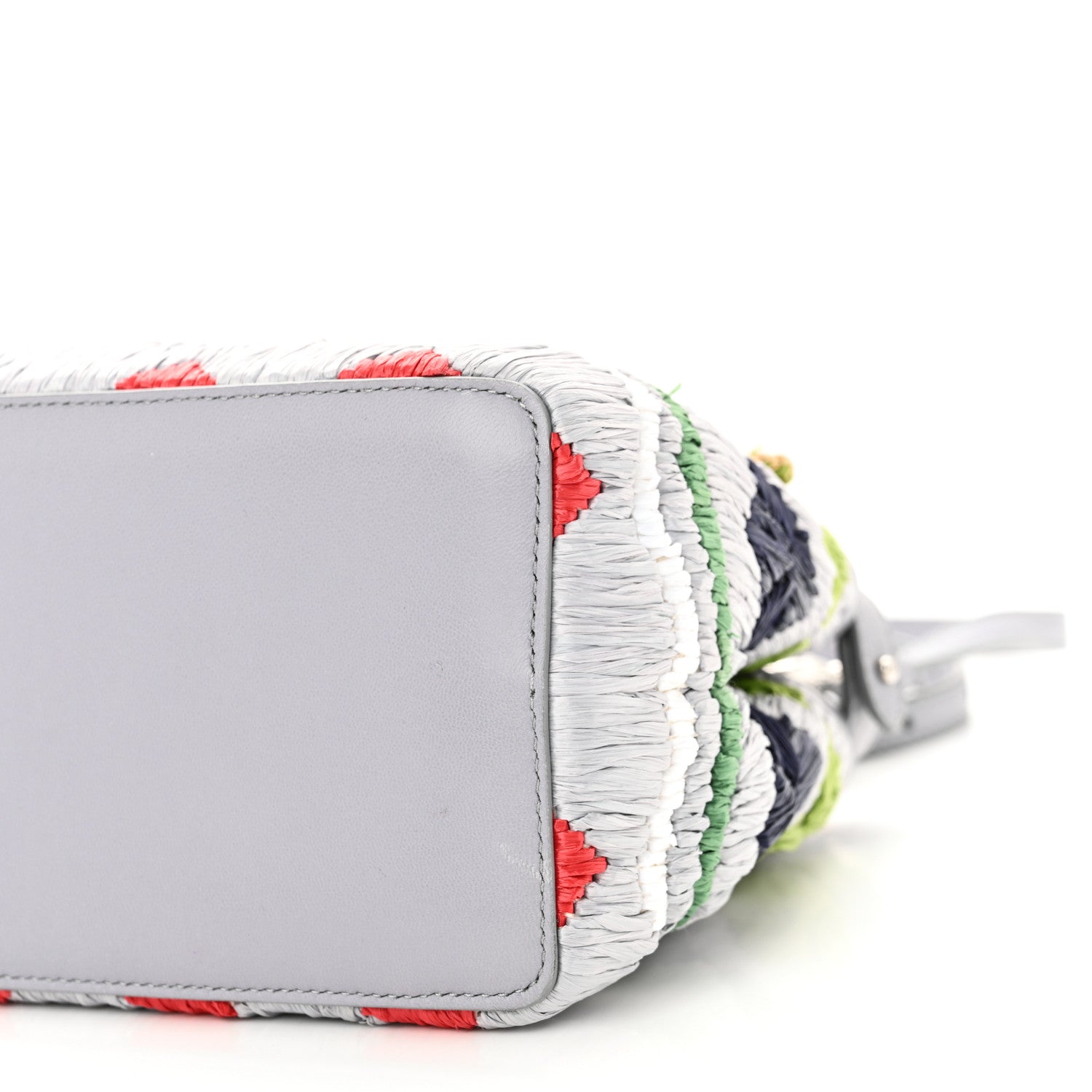 Fendi Nappa Raffia Embroidered Mini Peekaboo Iconic Satchel Grey Multicolor 10 of 10