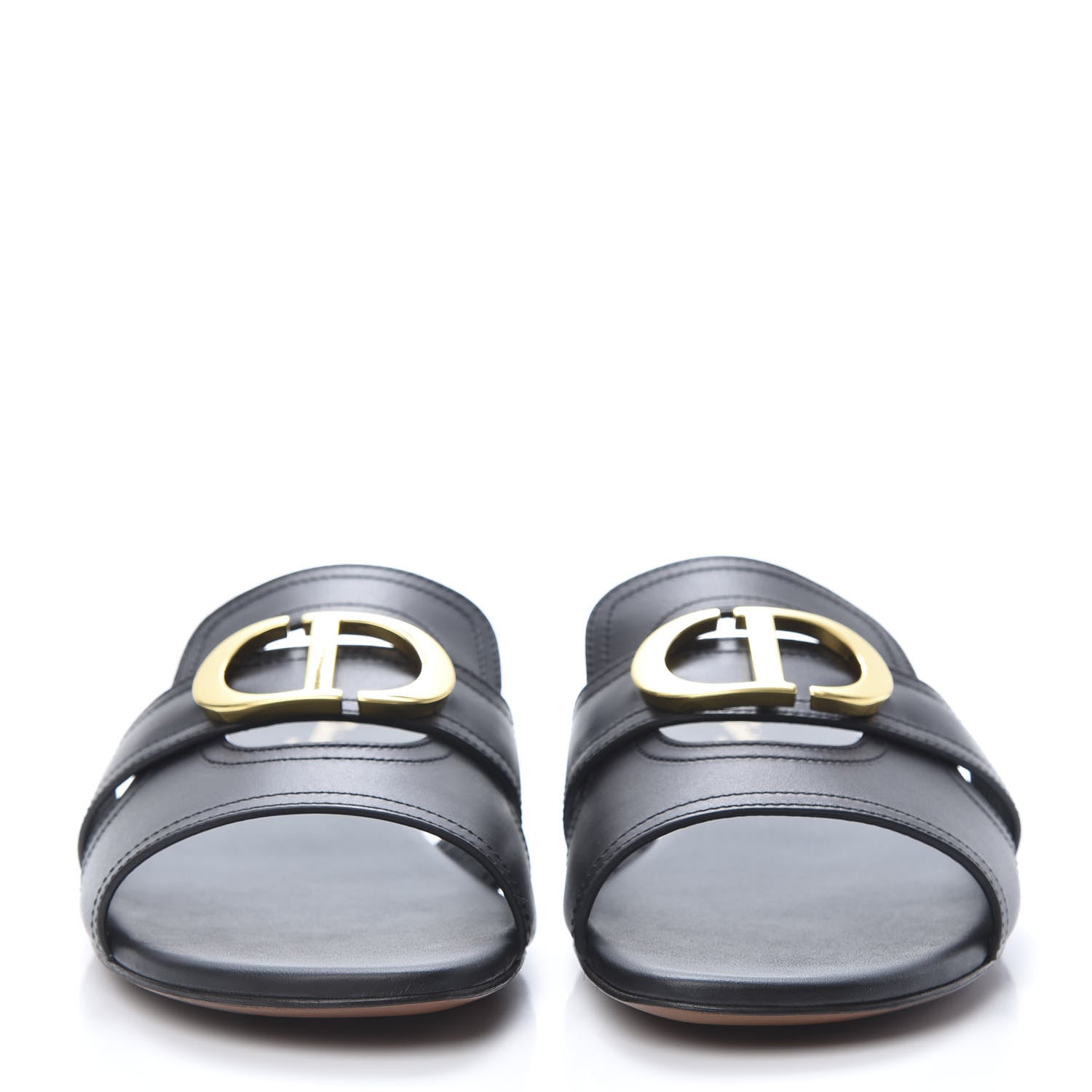 Christian Dior Calfskin 30 Montaigne Flat Slide Sandals 38 Black 2 of 8