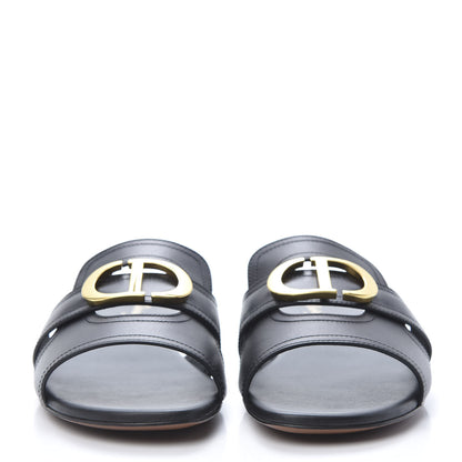 Christian Dior Calfskin 30 Montaigne Flat Slide Sandals 38 Black 2 of 8