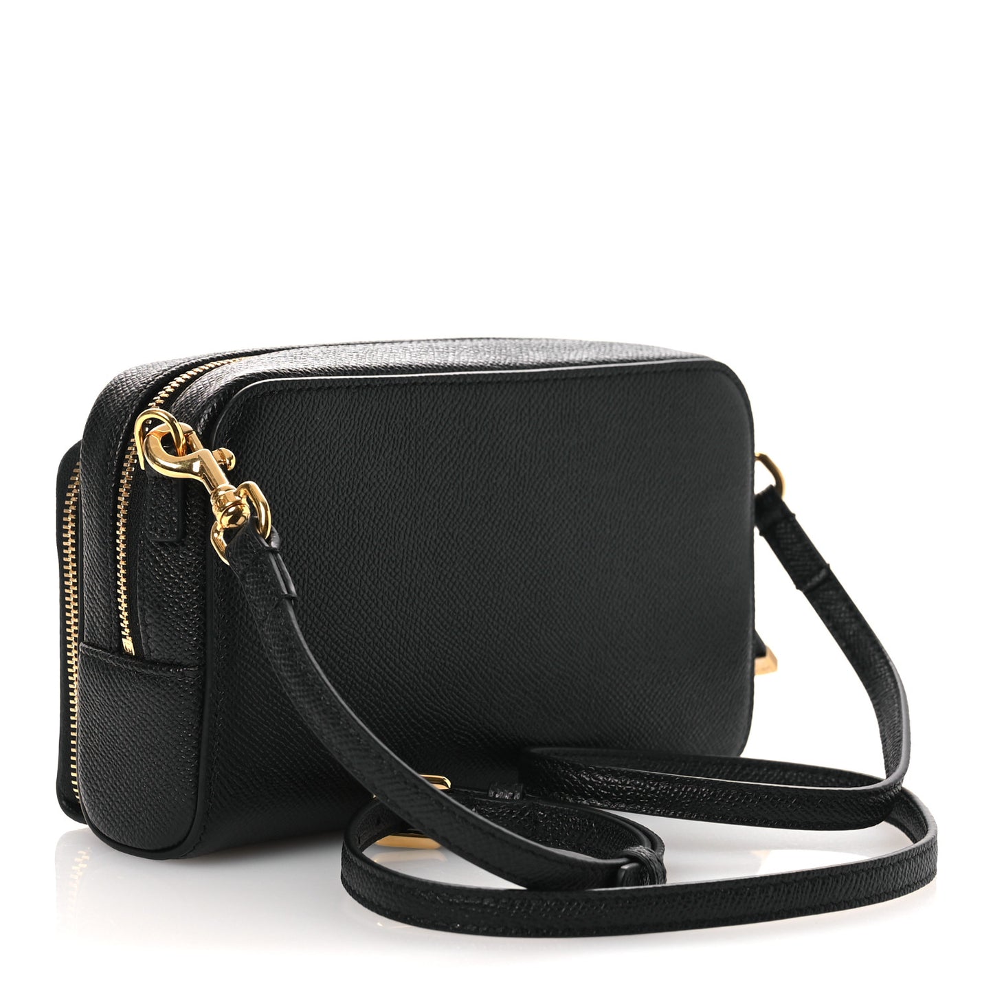 Grained Calfskin Caro Double Pouch Black