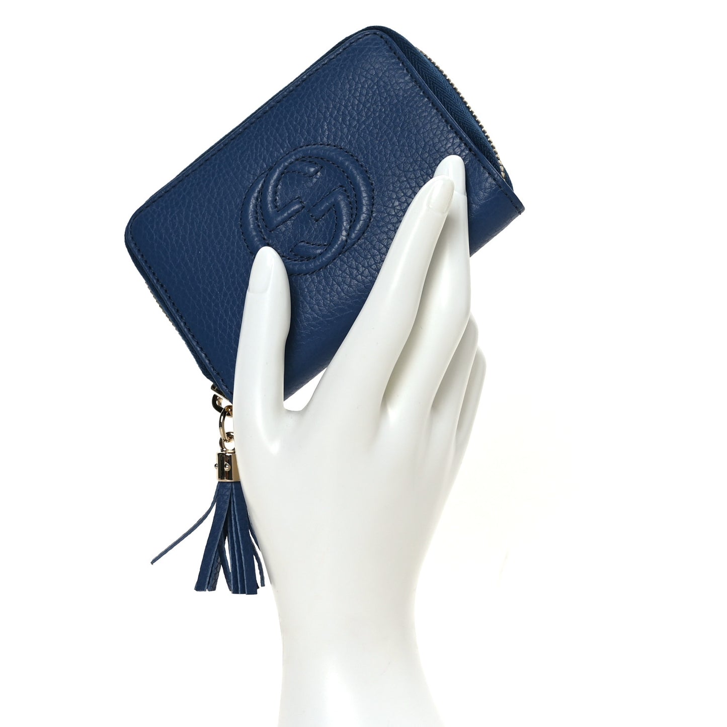 Pebbled Calfskin Small Soho Zip Around Wallet Blue
