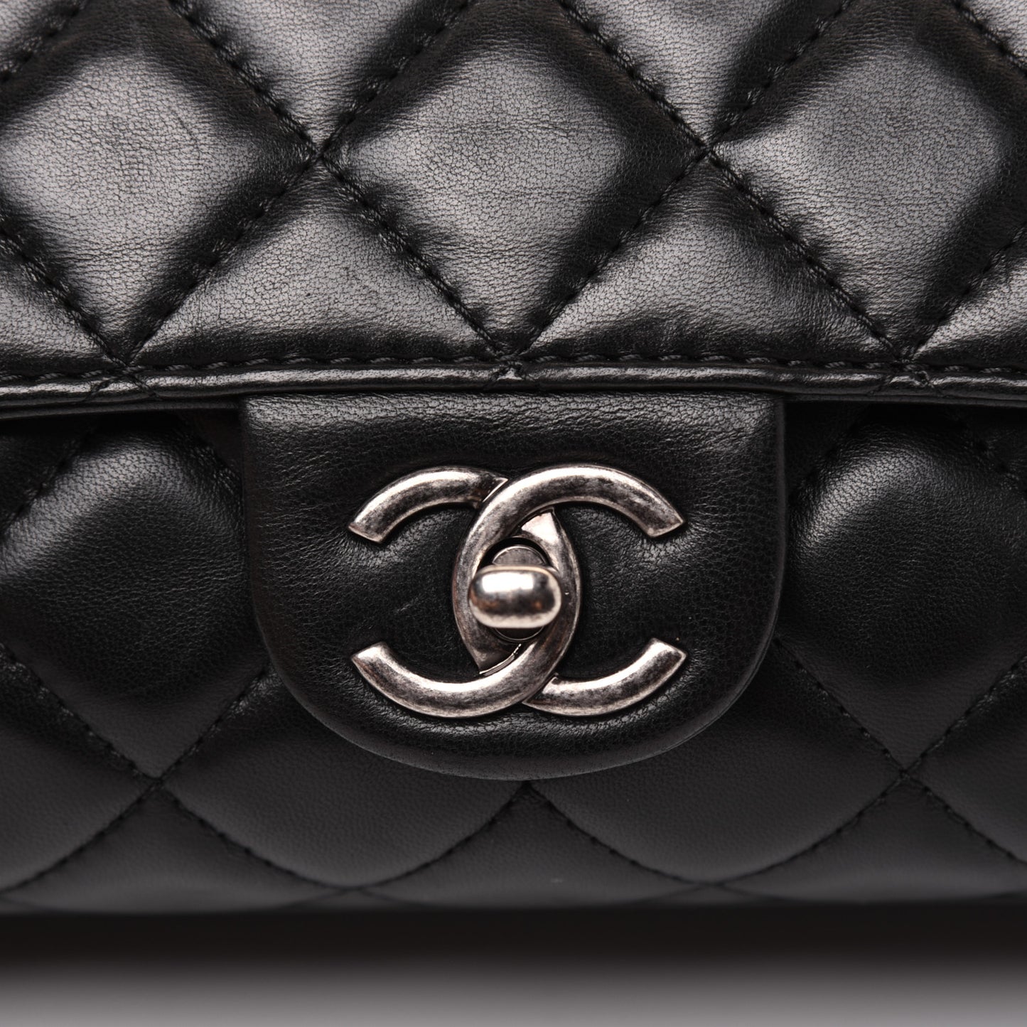 Lambskin Quilted Jumbo Grocery By Chanel Drawstring Shopping Bag Black