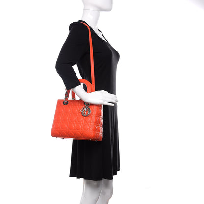 Christian Dior Lambskin Cannage Medium Lady Dior Red 2 of 11