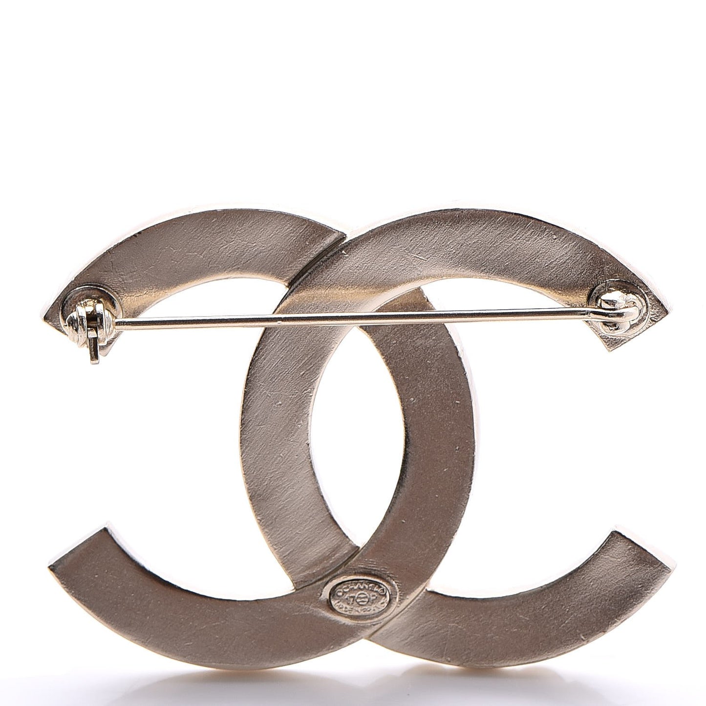 Baguette Crystal Quilted CC Brooch Gold