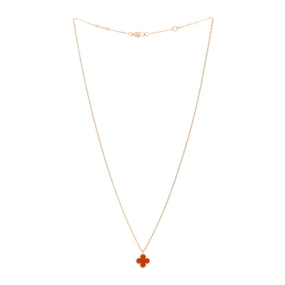 Van Cleef & Arpels 18K Rose Gold Carnelian Sweet Alhambra Pendant Necklace 3 of 5