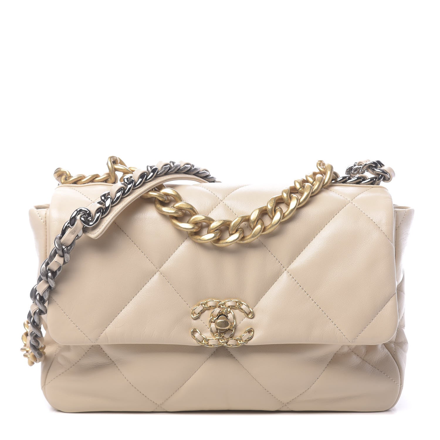 Chanel Goatskin Quilted Large 19 Flap Beige 1 of 11