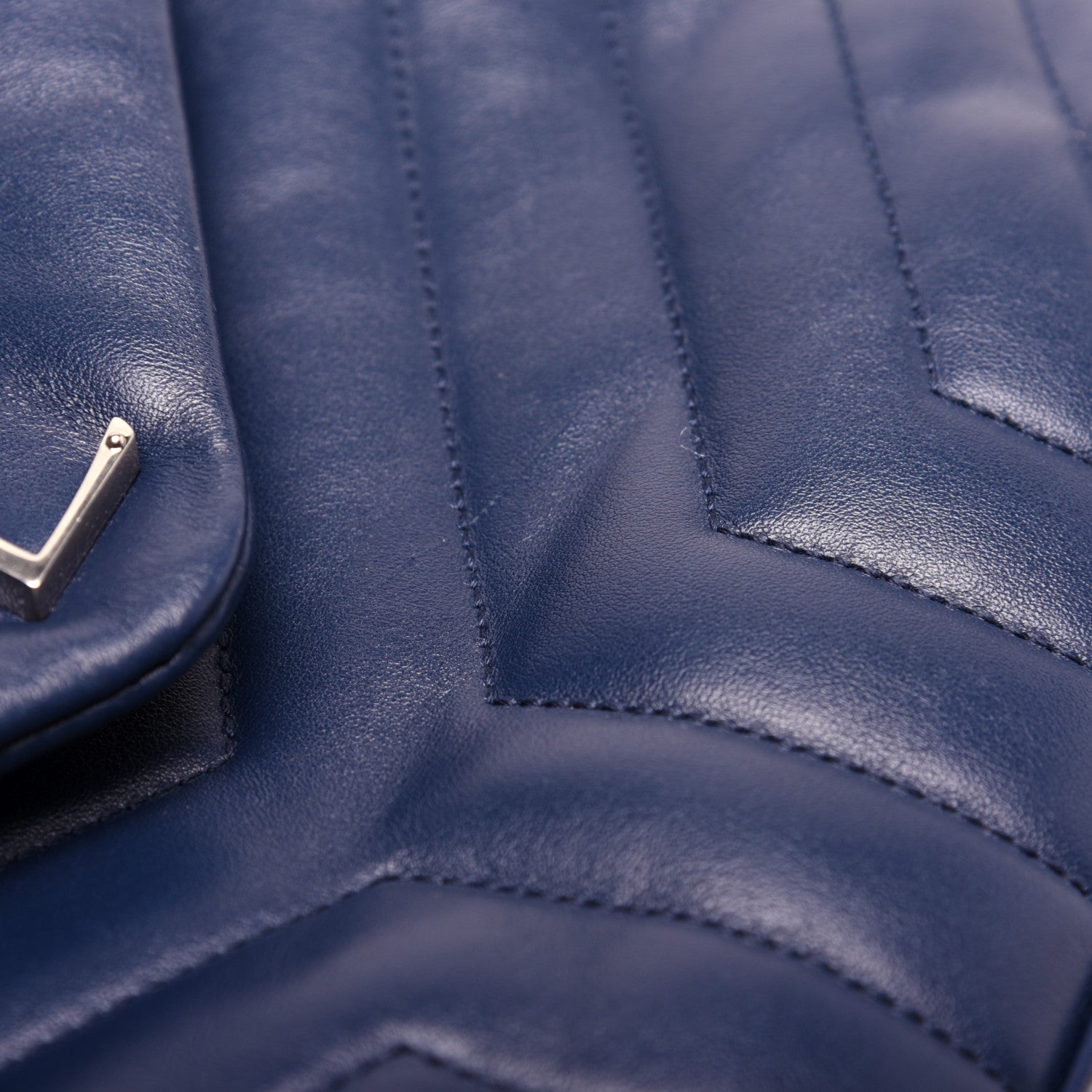 Saint Laurent Calfskin Y Quilted Monogram Medium Loulou Chain Satchel Denim Blue 15 of 16