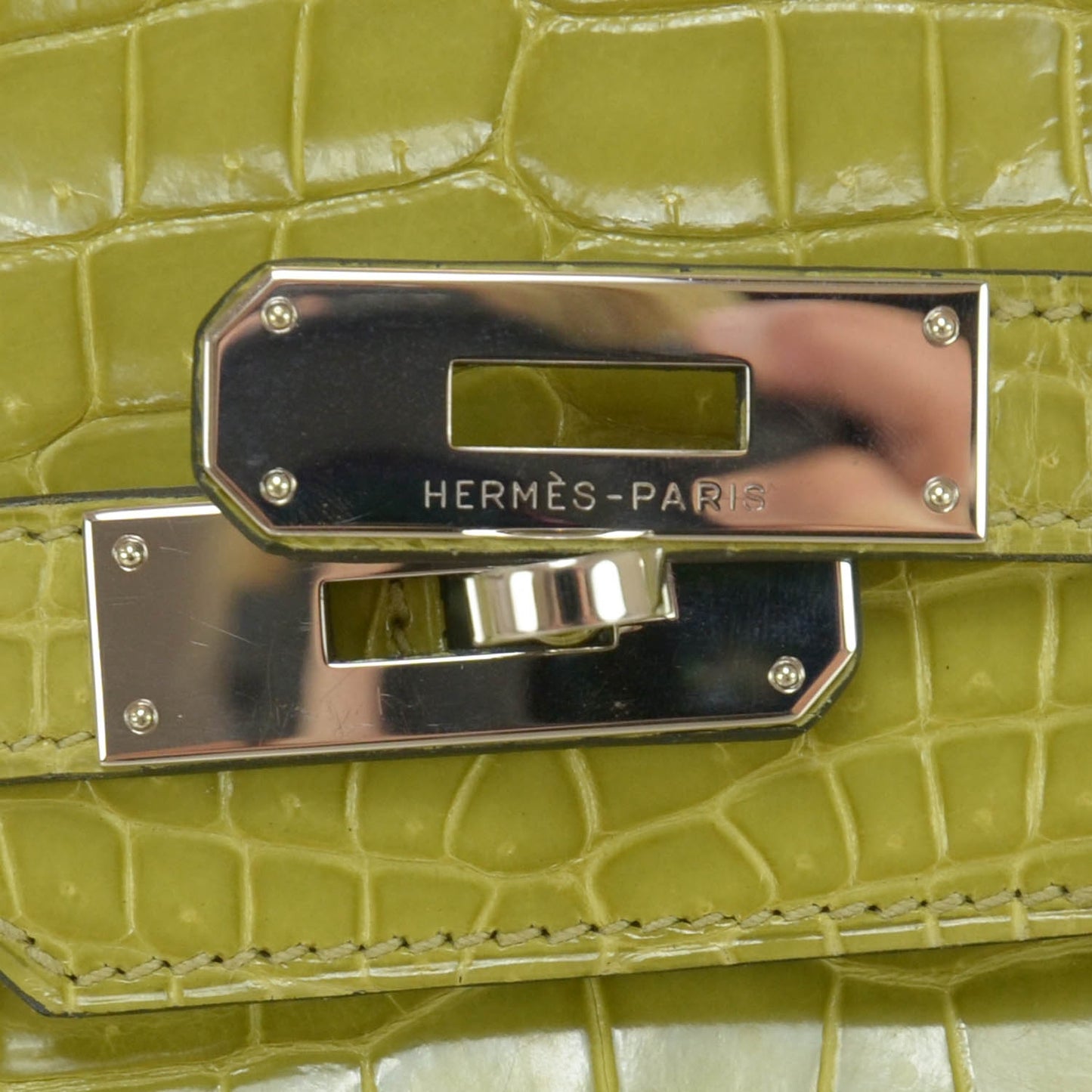 Porosus Crocodile Birkin 30 Vert Anis