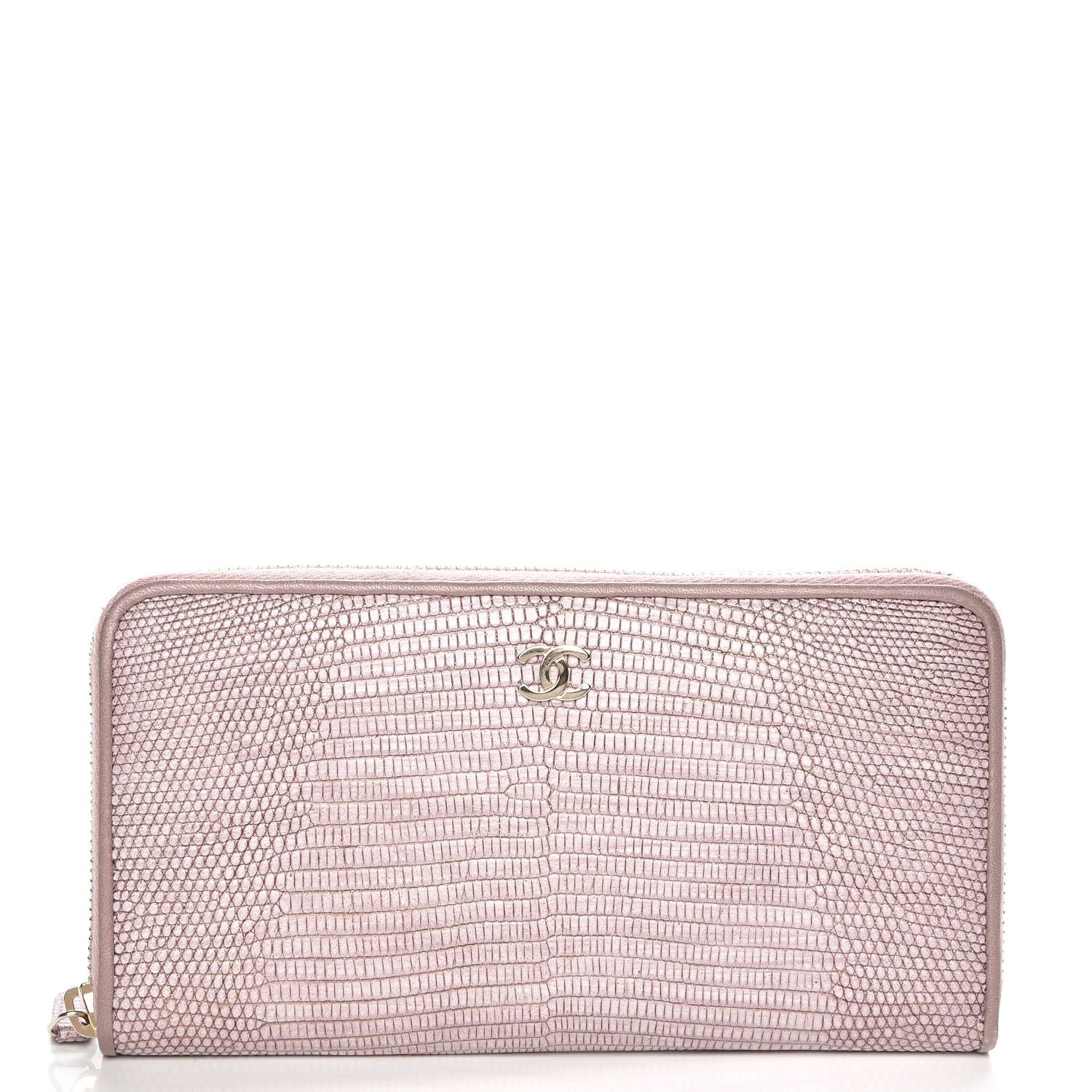Chanel Metallic Lizard Large Gusset Zip Around Wallet Light Purple 1 of 9