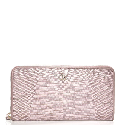 Chanel Metallic Lizard Large Gusset Zip Around Wallet Light Purple 1 of 9