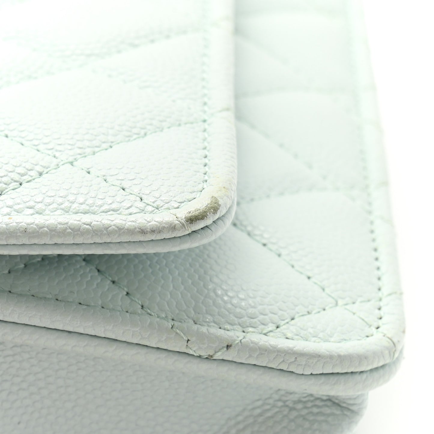 Caviar Quilted Wallet on Chain WOC Light Blue