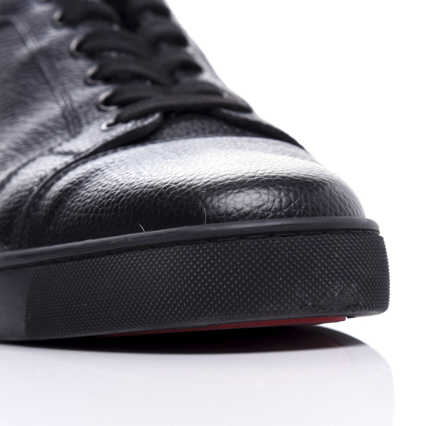 Grained Calfskin Mens Louis Junior Flat Sneakers 46 Black